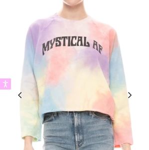 MOTHER The Champ Crop Raw Sweatshirt Large